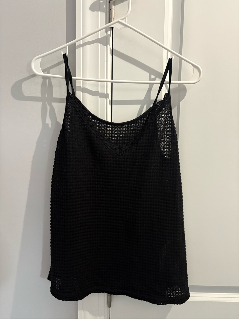 Black Crochet Knit Cami Tank Top - Women